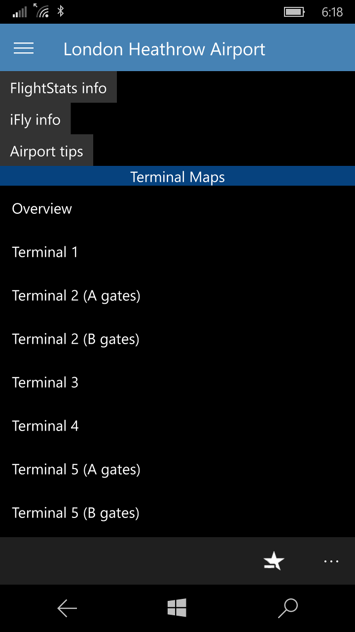 Airport information and list of maps