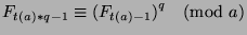 $F_{t(a)*q-1}\equiv {(F_{t(a)-1})}^q\pmod{a}$