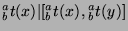 ${^a _b}t(x)\vert[{^a _b}t(x),{^a _b}t(y)]$
