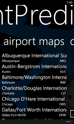List of available airport maps