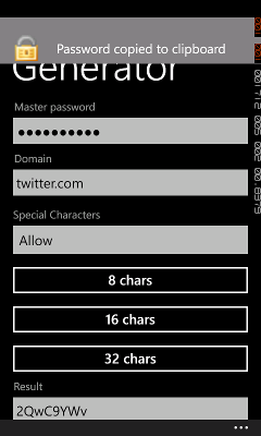 Windows Phone screenshot